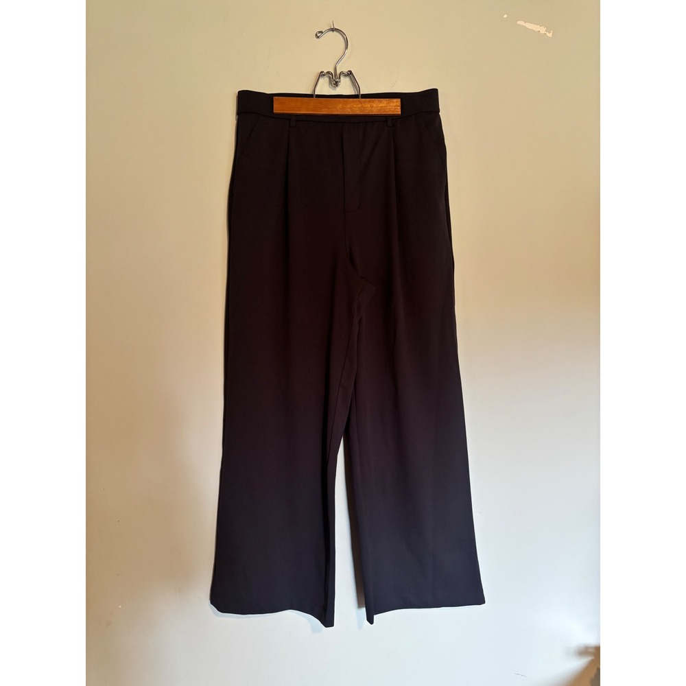 Halara Black Wide Leg Pleated Pants High Waist Petite M NWT